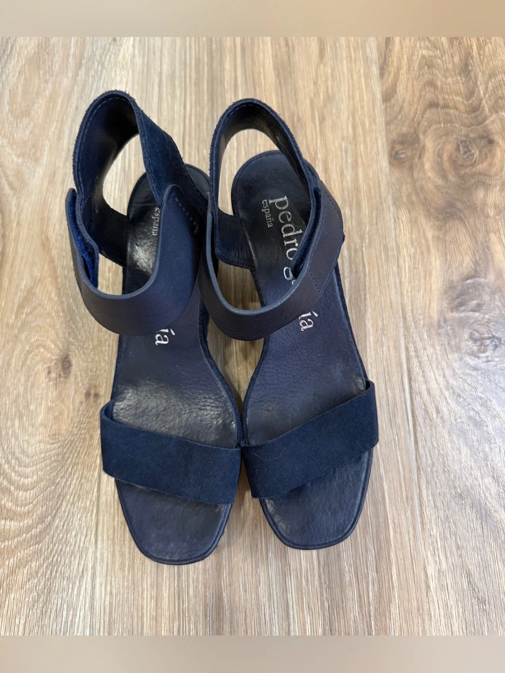 Pedro García Navy Suede Platform Wedge Sandals EU 37 US 6.5